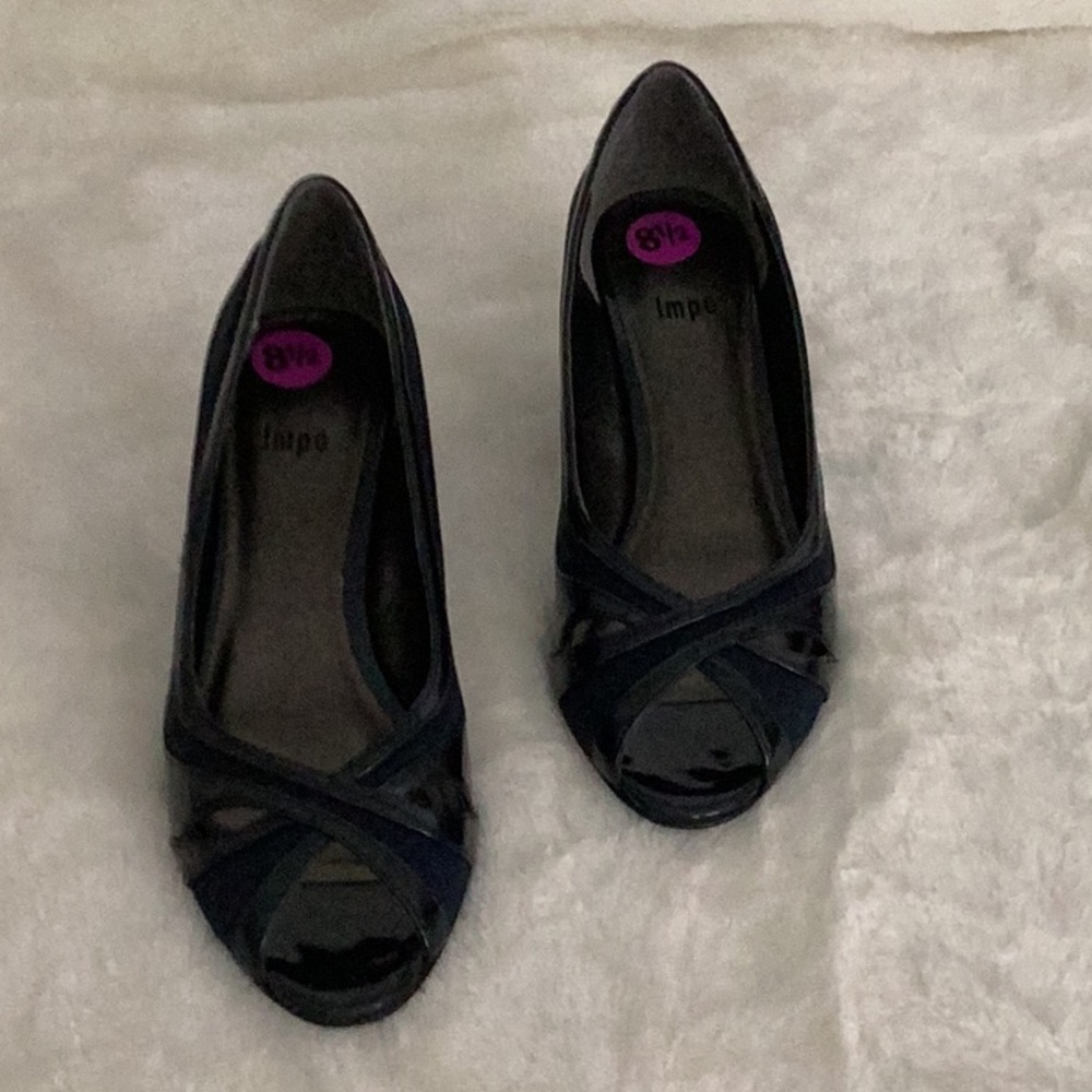 IMPO | Erma Vintage Style Kitten Open Toe Heels